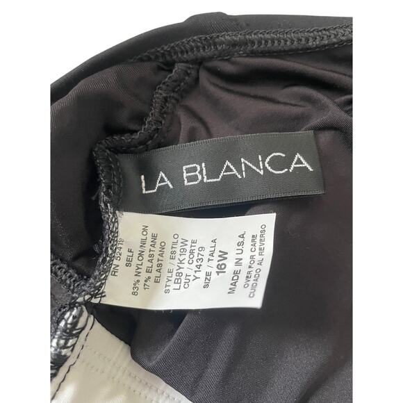 LA BLANCA, SIZE 16W, BLACK ONE PIECE SWIMSUIT WITH WHITE - Picture 3 of 3